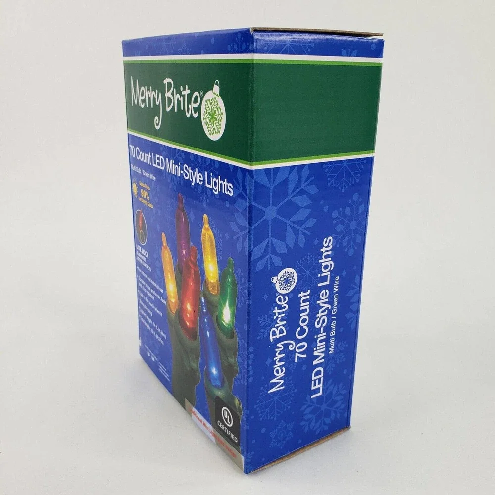 Merry Brite 70 Ct LED Mini Style Multi Color Lights Green Wire Christmas Patio